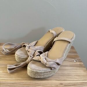 Women's Tan Espadrille Wedge Sandals